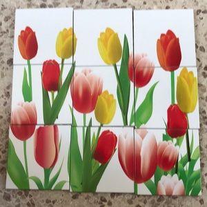 Tulip Print Metal Tile Decor